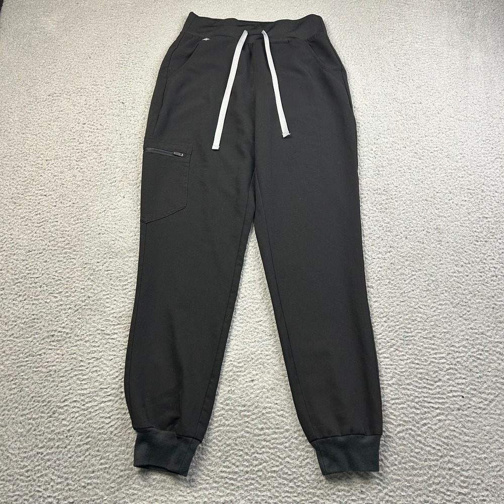 Figs Womens Black Zamora High Waisted Jogger Scrub Pants Medical Uniform Size XS